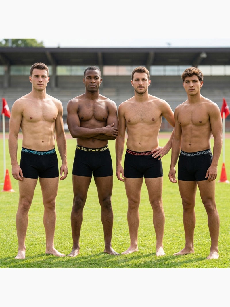 Confezione da 4 Boxer Uomo KAPPA - Cotone, Cofanetto Regalo Nero Nero Nero - Kiabi