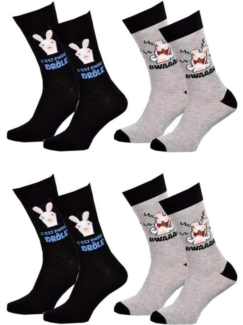 Confezione da 4 Calzini Adulto Fantasia Assortiti Multicolore - Kiabi