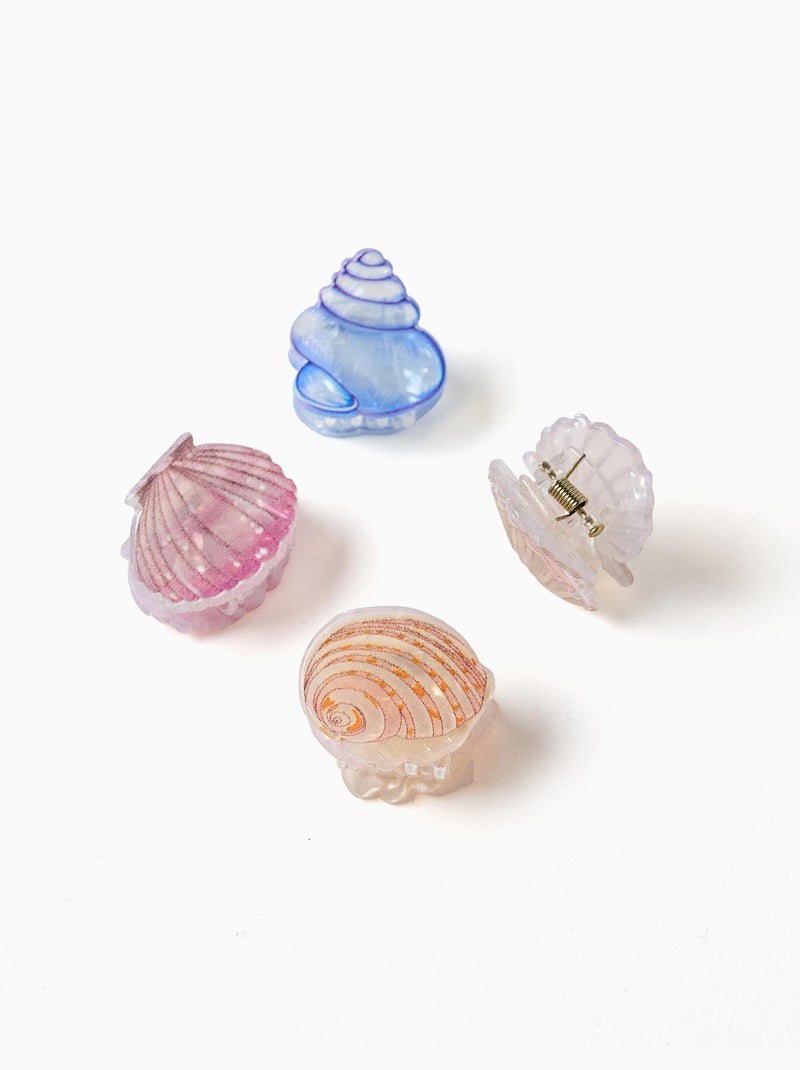Confezione da 4 mini mollette a forma di conchiglia Multicolore - Kiabi