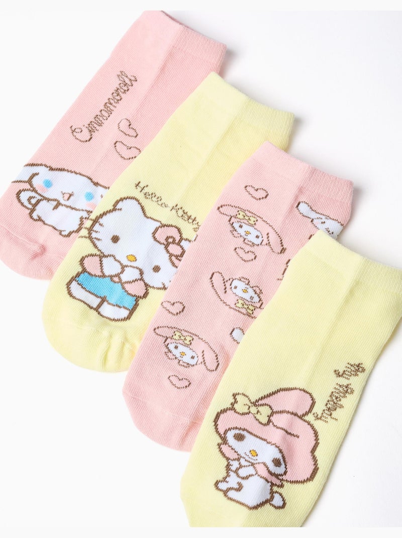 Confezione da 4 paia di calzini alla caviglia con Hello Kitty Rosa/Giallo - Kiabi