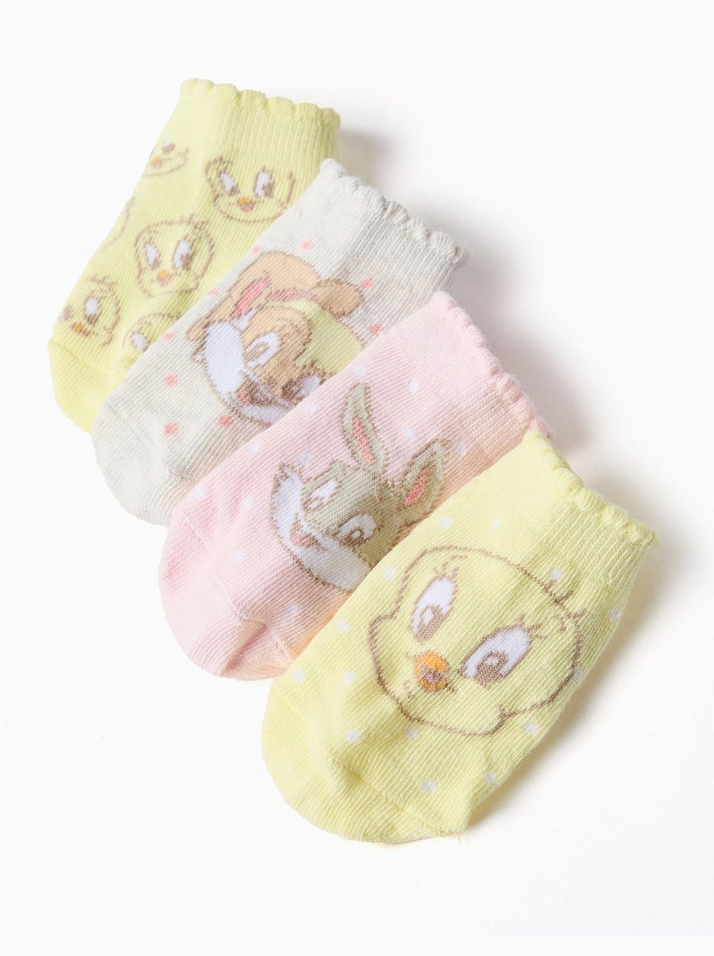 Confezione da 4 paia di calzini alla caviglia Looney Tunes Rosa/Giallo - Kiabi