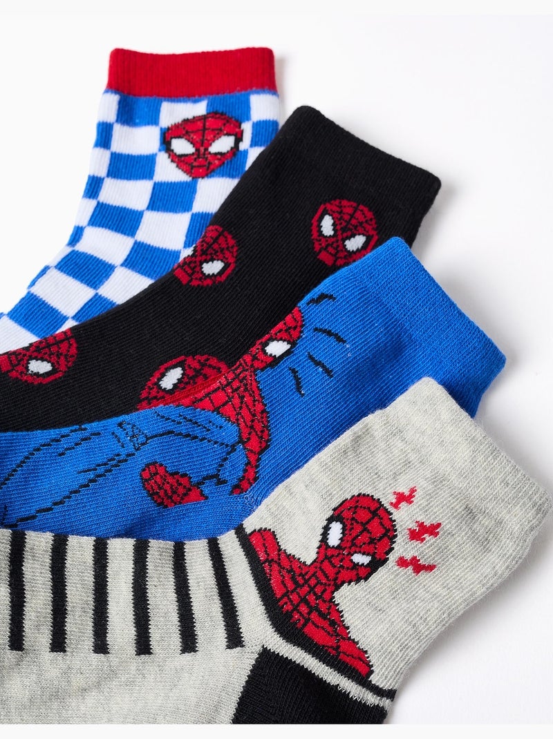 Confezione da 4 paia di calzini con stampe di Spider-Man Grigio blu - Kiabi