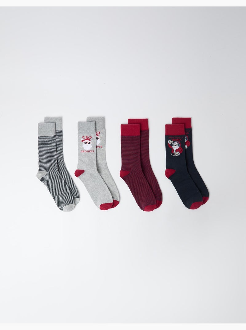 Confezione da 4 paia di calzini natalizi, mo fashion Rosso - Kiabi