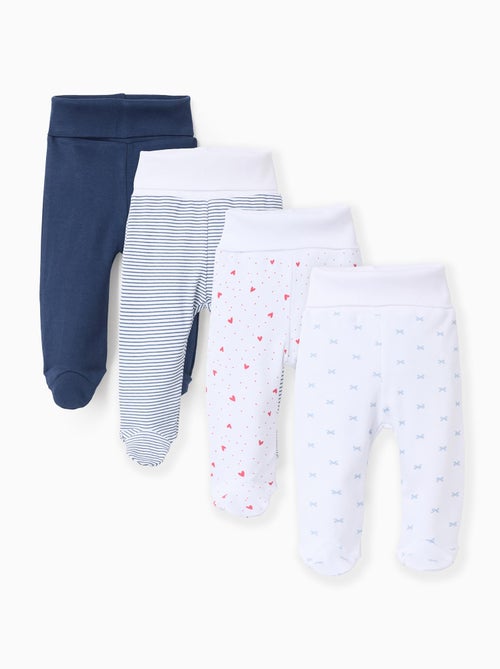 Confezione da 4 pantaloni extra comodi con piedini 'cuori' - Kiabi