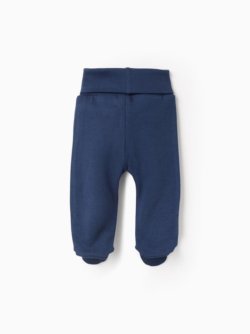 Confezione da 4 pantaloni extra comodi con piedini 'cuori' Bianco Blu marino - Kiabi