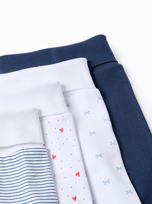 Confezione da 4 pantaloni extra comodi con piedini 'cuori' - Kiabi