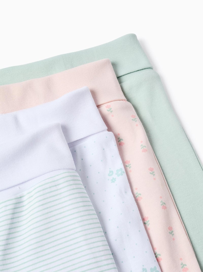 Confezione da 4 pantaloni extra comodi 'fiori' Bianco Rosa Bianco - Kiabi