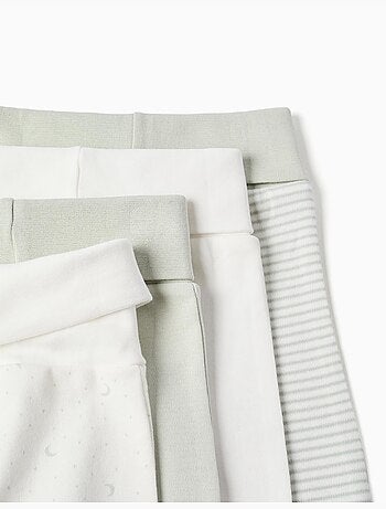 Confezione da 4 pantaloni in cotone a vita alta