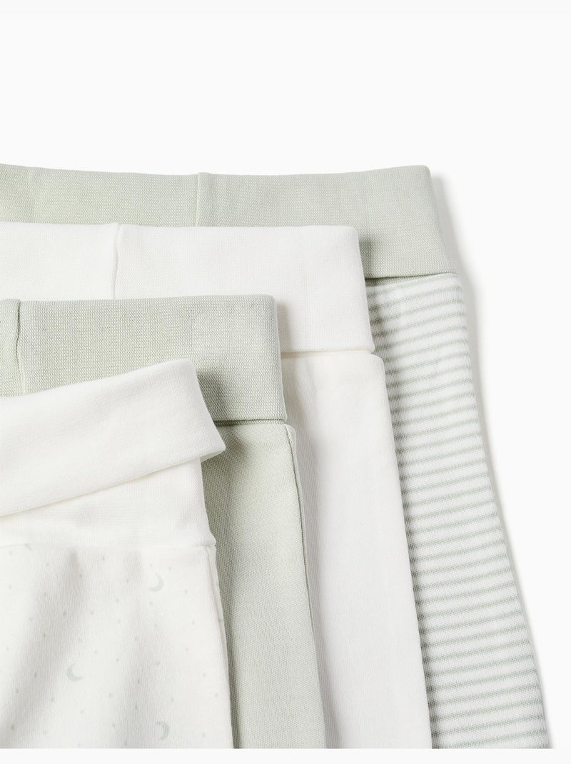 Confezione da 4 pantaloni in cotone a vita alta Bianco Verde - Kiabi