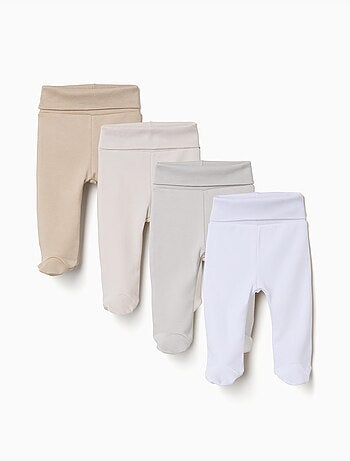 Confezione da 4 pantaloni in cotone con piedini