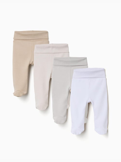 Confezione da 4 pantaloni in cotone con piedini - Kiabi