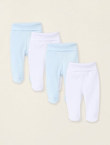 Confezione da 4 pantaloni in cotone con piedini