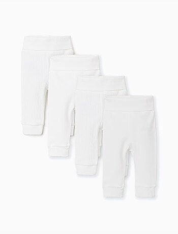 Confezione da 4 pantaloni in cotone lisci/a costine