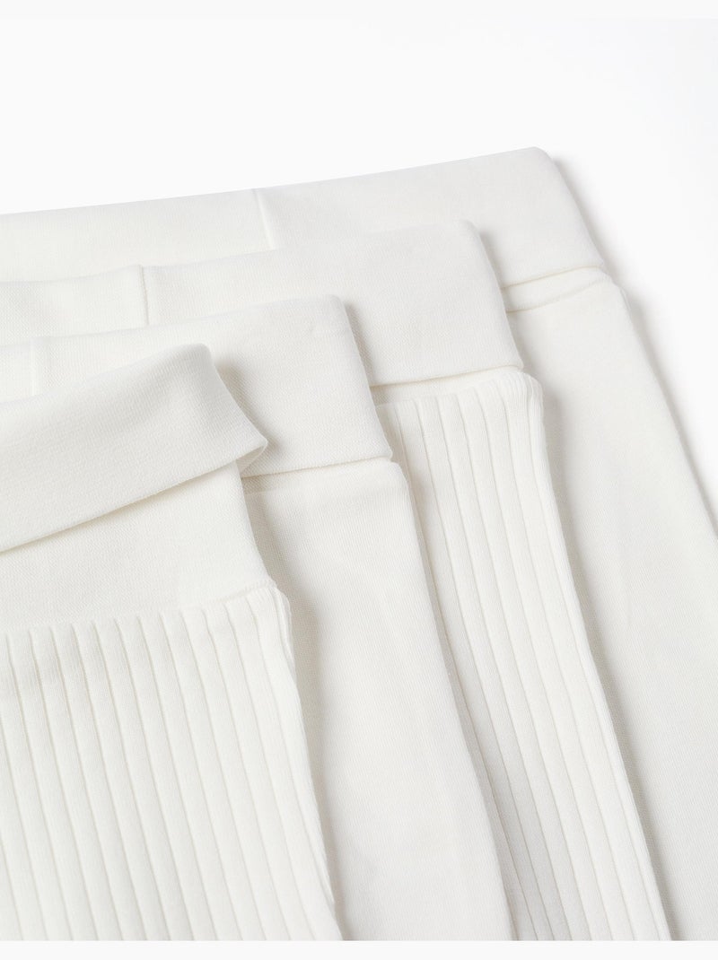 Confezione da 4 pantaloni in cotone lisci/a costine Bianco - Kiabi