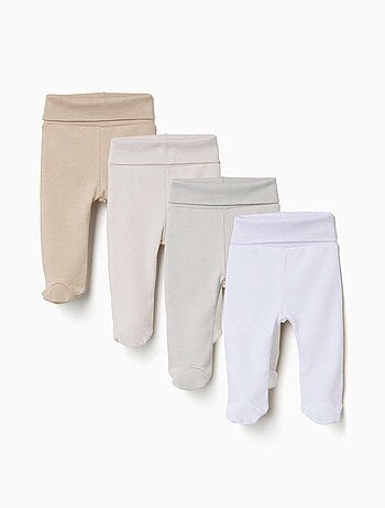Confezione da 4 pantaloni spazzolati con piedini