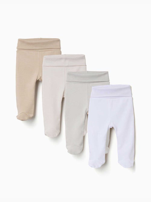 Confezione da 4 pantaloni spazzolati con piedini - Kiabi