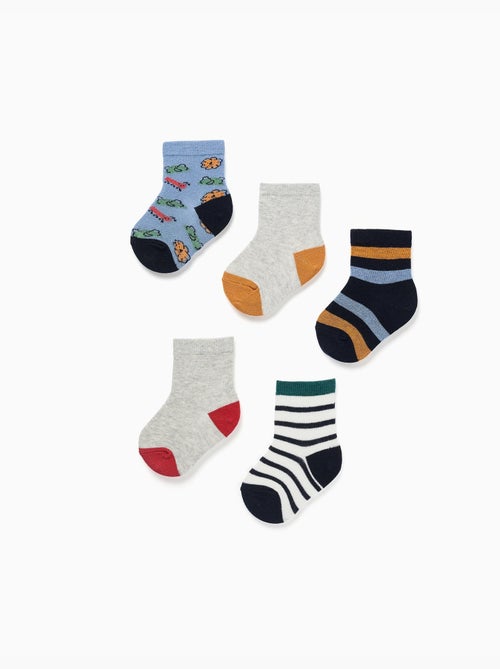 Confezione da 5 calzini con dettagli a contrasto - Kiabi