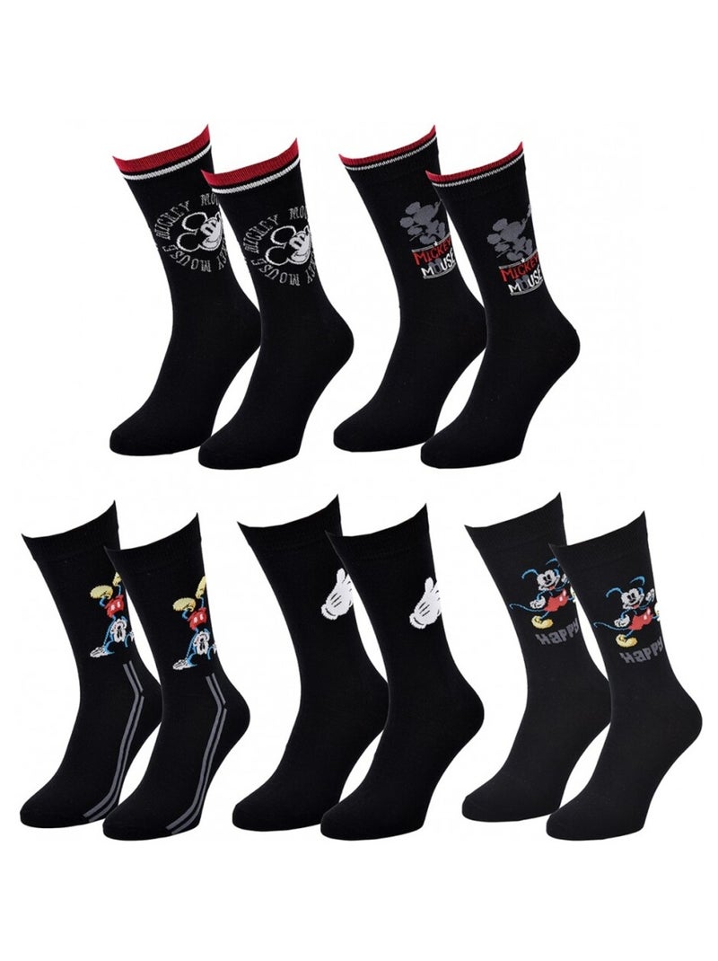 Confezione da 5 Calzini Uomo DISNEY MICKEY MOUSE Nero - Kiabi
