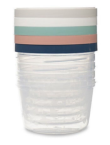 Confezione da 5 contenitori Thermobaby da 250 ml per pasti del bebè con tacche da 20 ml