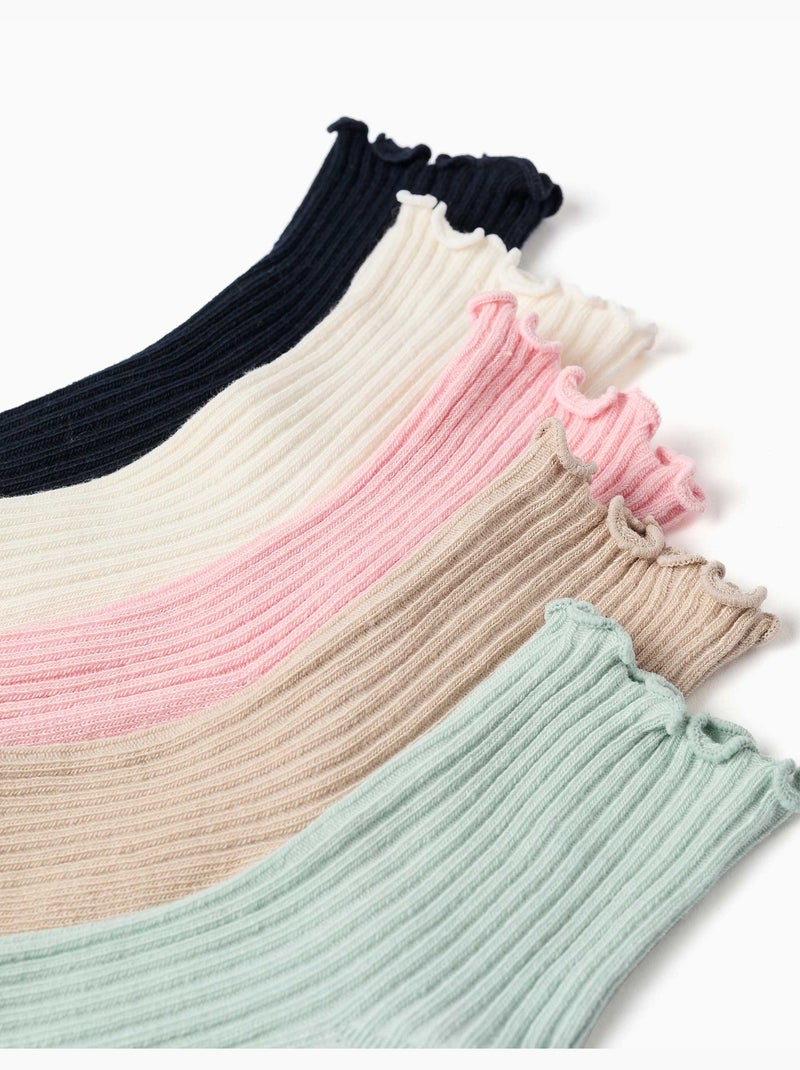Confezione da 5 paia di calzini a costine con polsini ondulati Multicolore - Kiabi