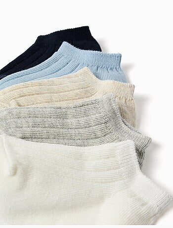 Confezione da 5 paia di calzini alla caviglia a coste