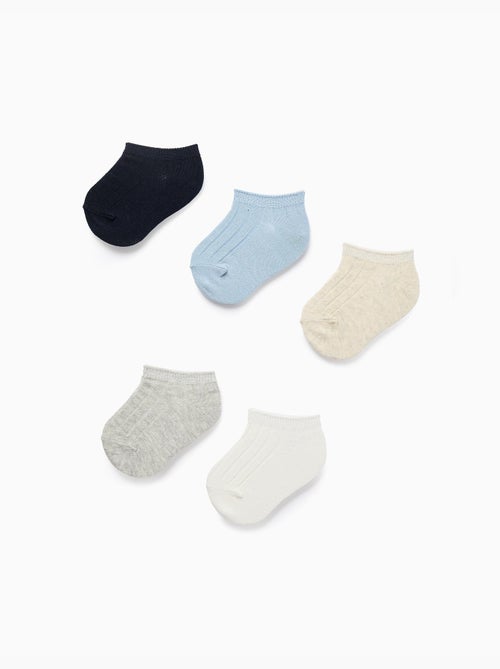 Confezione da 5 paia di calzini alla caviglia a coste - Kiabi