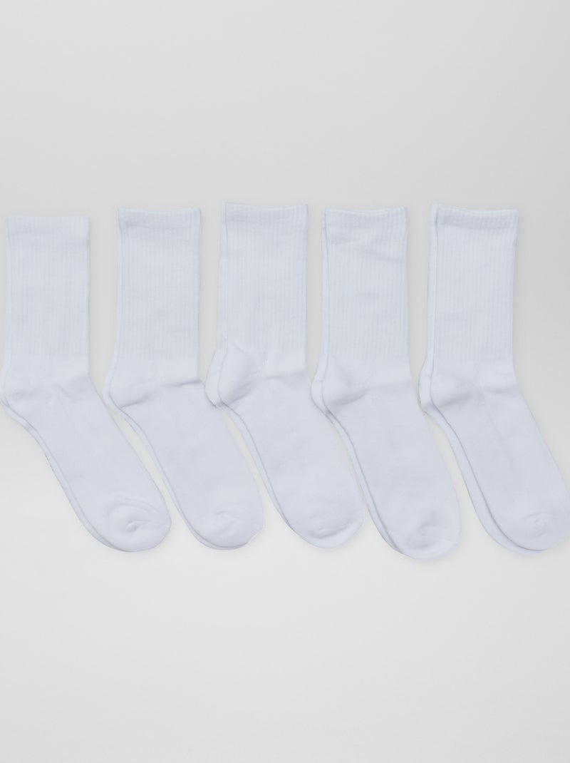 Confezione da 5 paia di calzini alti in maglia BIANCO - Kiabi