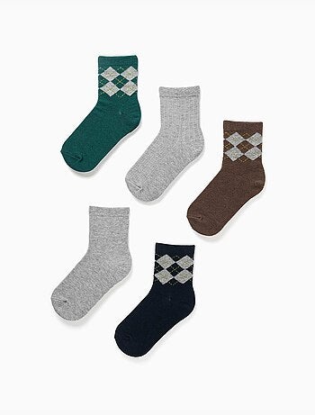 Confezione da 5 paia di calzini con jacquard a rombi