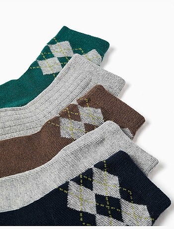 Confezione da 5 paia di calzini con jacquard a rombi