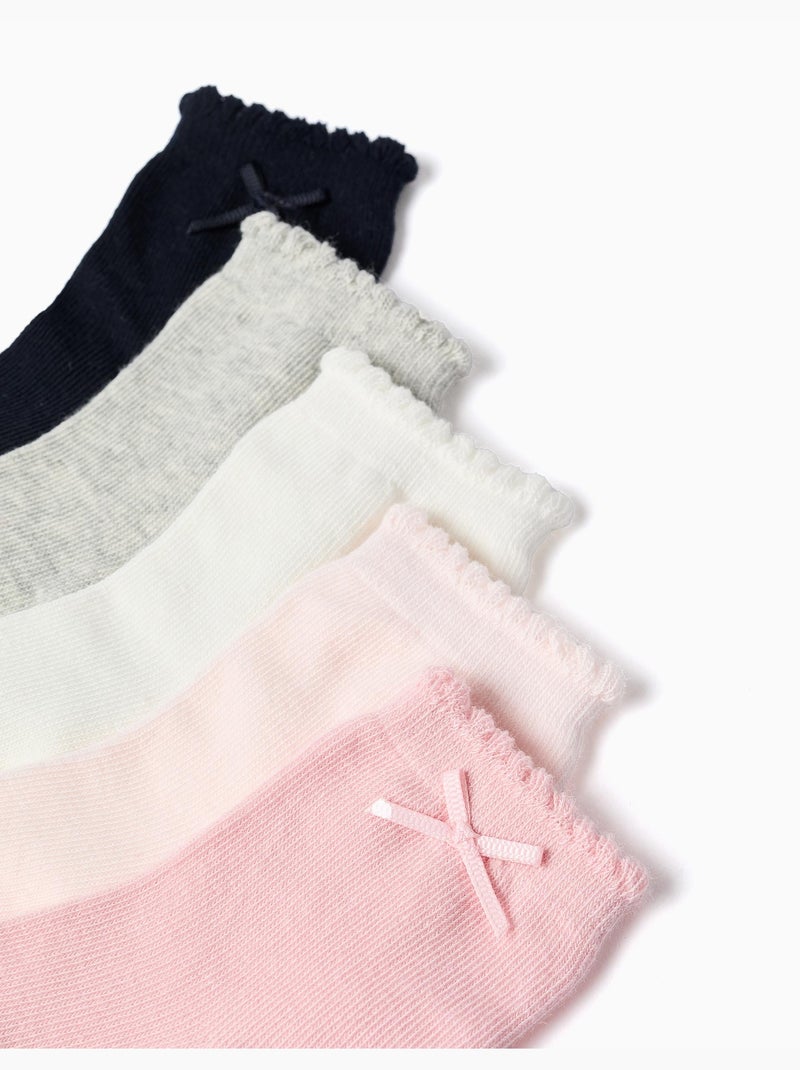 Confezione da 5 paia di calzini con polsini ondulati Grigio rosa blu - Kiabi