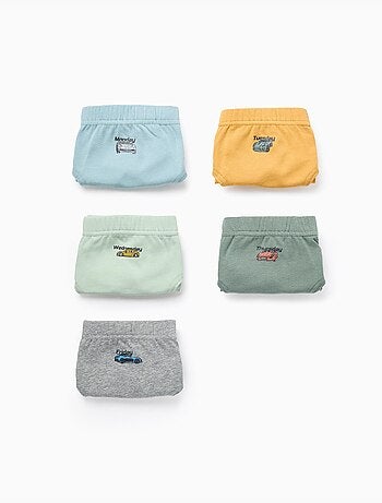 Confezione da 5 slip 'auto e giorni'