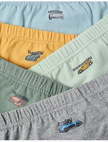 Confezione da 5 slip 'auto e giorni'