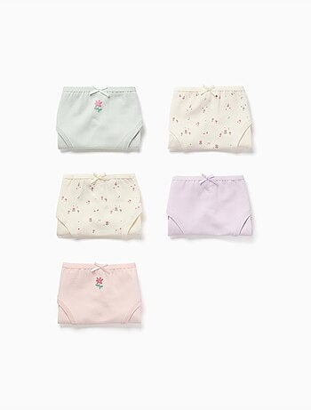 Confezione da 5 slip in cotone con fiori