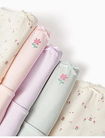 Confezione da 5 slip in cotone con fiori