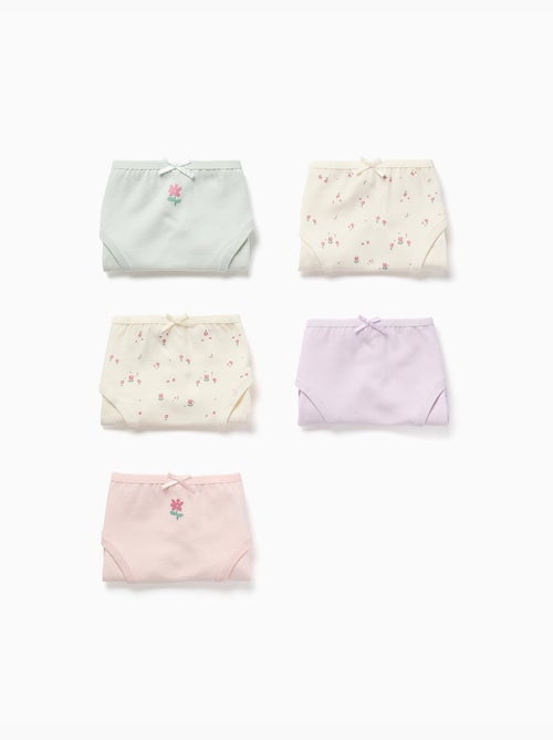 Confezione da 5 slip in cotone con fiori - Kiabi
