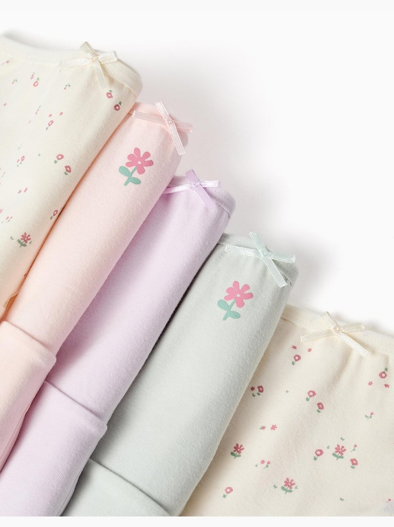 Confezione da 5 slip in cotone con fiori Rosa/Verde - Kiabi