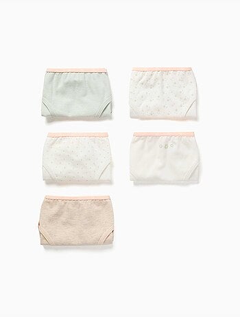 Confezione da 5 slip in cotone con fiori/pois