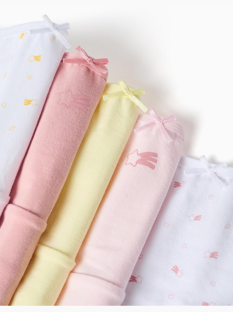 Confezione da 5 slip in cotone con motivo a stelle Bianco Rosa - Kiabi