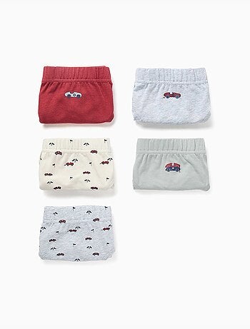 Confezione da 5 slip in cotone con stampe di auto da corsa