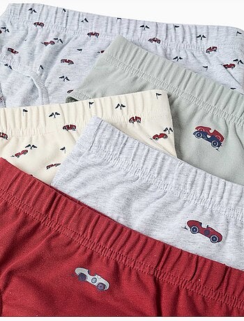 Confezione da 5 slip in cotone con stampe di auto da corsa