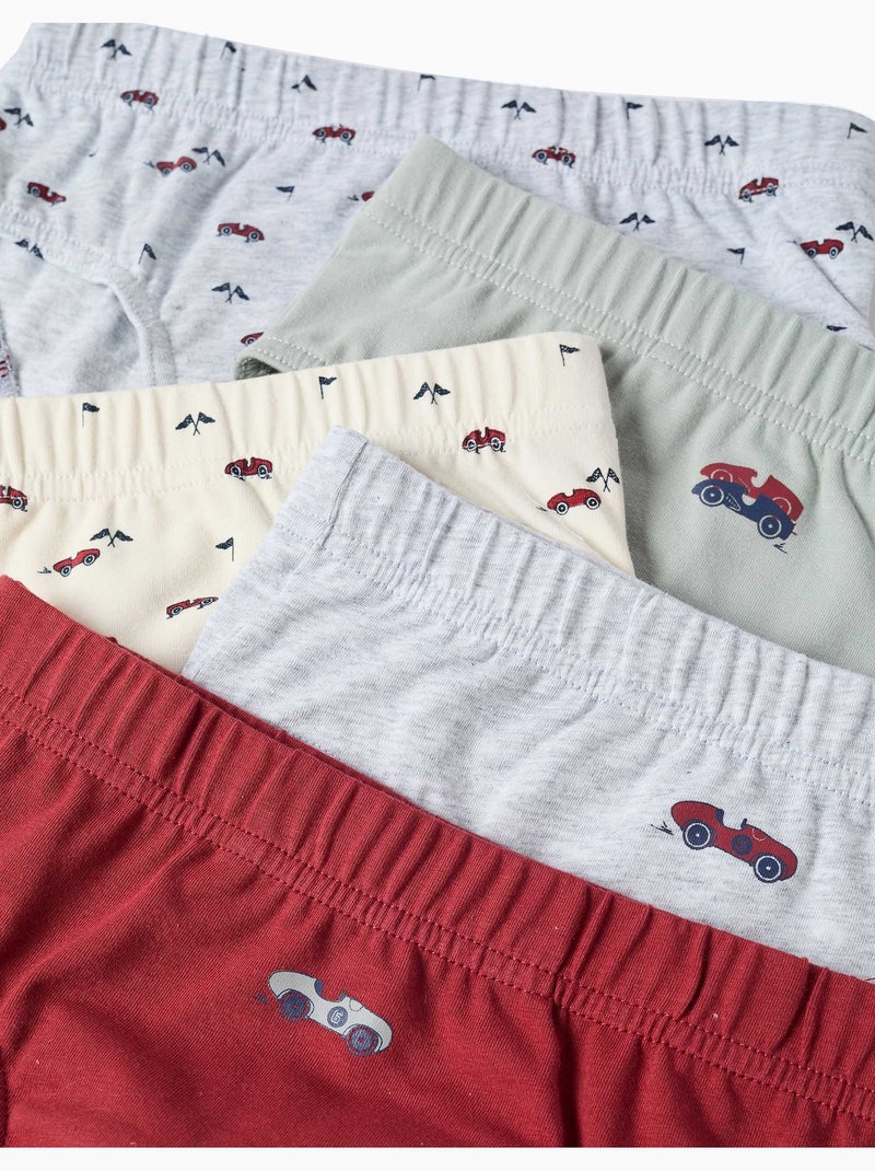 Confezione da 5 slip in cotone con stampe di auto da corsa Grigio rosso - Kiabi