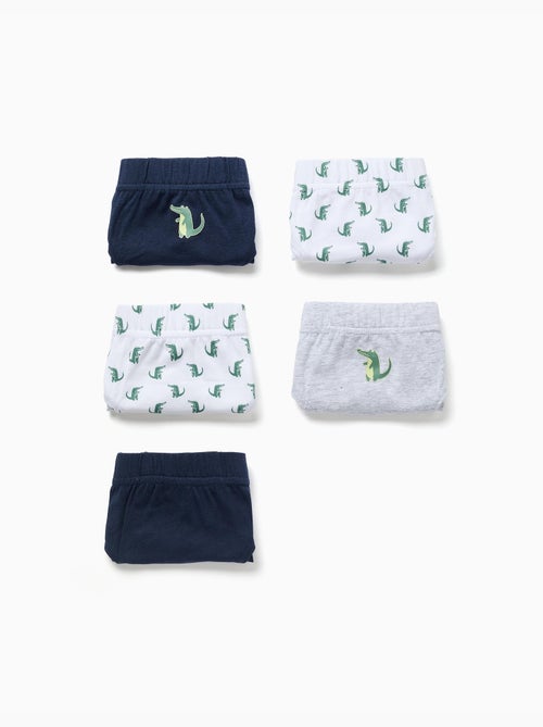 Confezione da 5 slip in cotone con stampe di coccodrilli - Kiabi