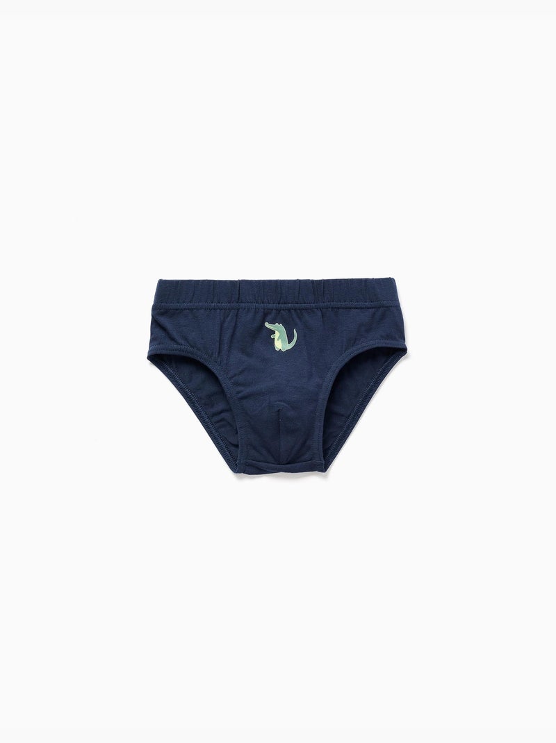Confezione da 5 slip in cotone con stampe di coccodrilli Grigio blu - Kiabi
