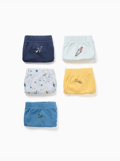 Confezione da 5 slip in cotone con stampe di razzi - Kiabi