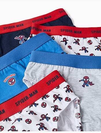 Confezione da 5 slip in cotone con stampe di spider-man