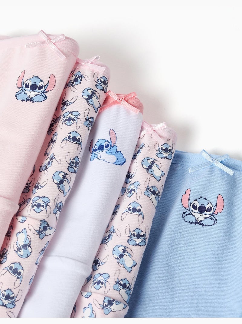 Confezione da 5 slip in cotone con stitch Bianco Rosa Blu - Kiabi