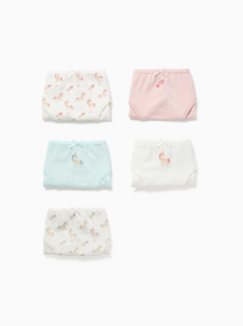 Confezione da 5 slip in cotone con unicorni Multicolore - Kiabi