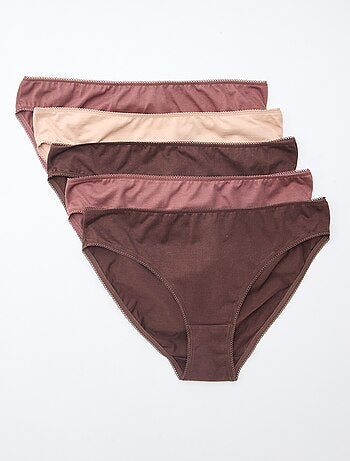 Confezione da 5 slip in cotone tinta unita