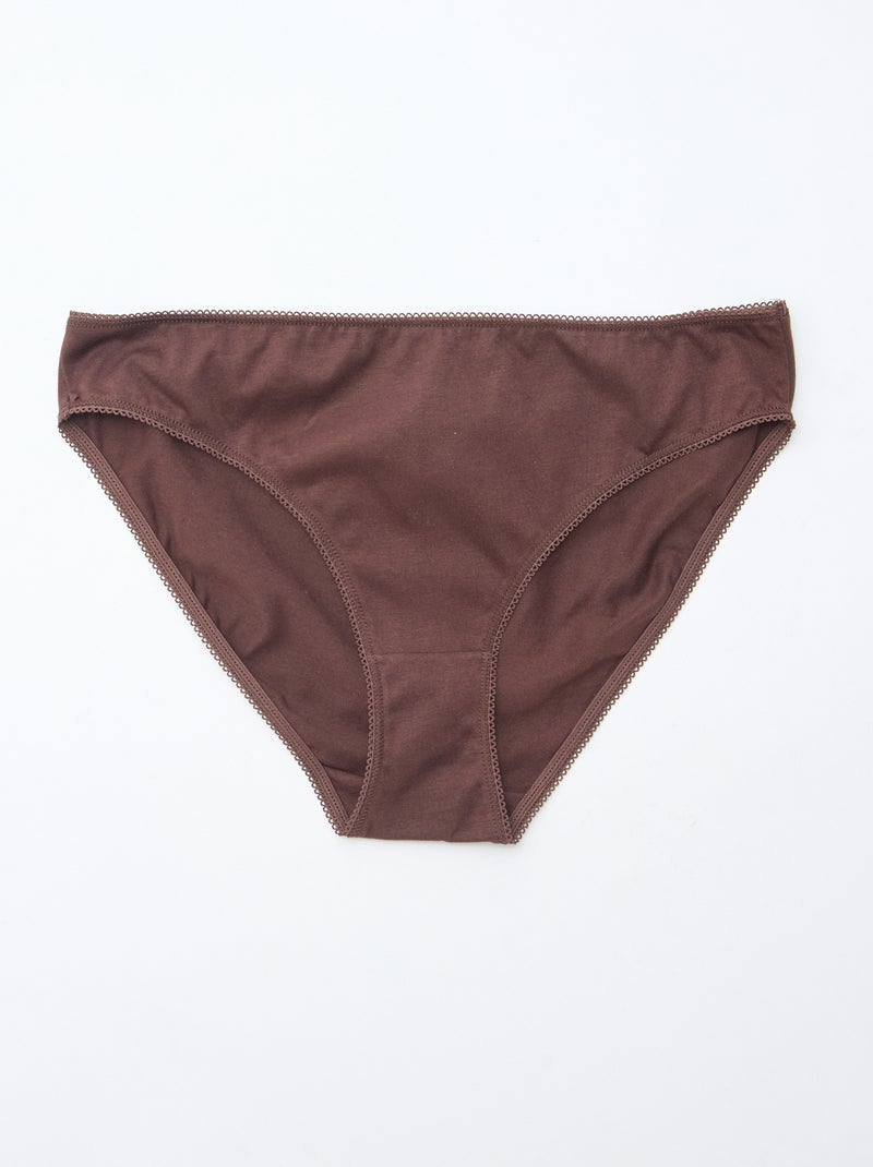 Confezione da 5 slip in cotone tinta unita Marrone - Kiabi