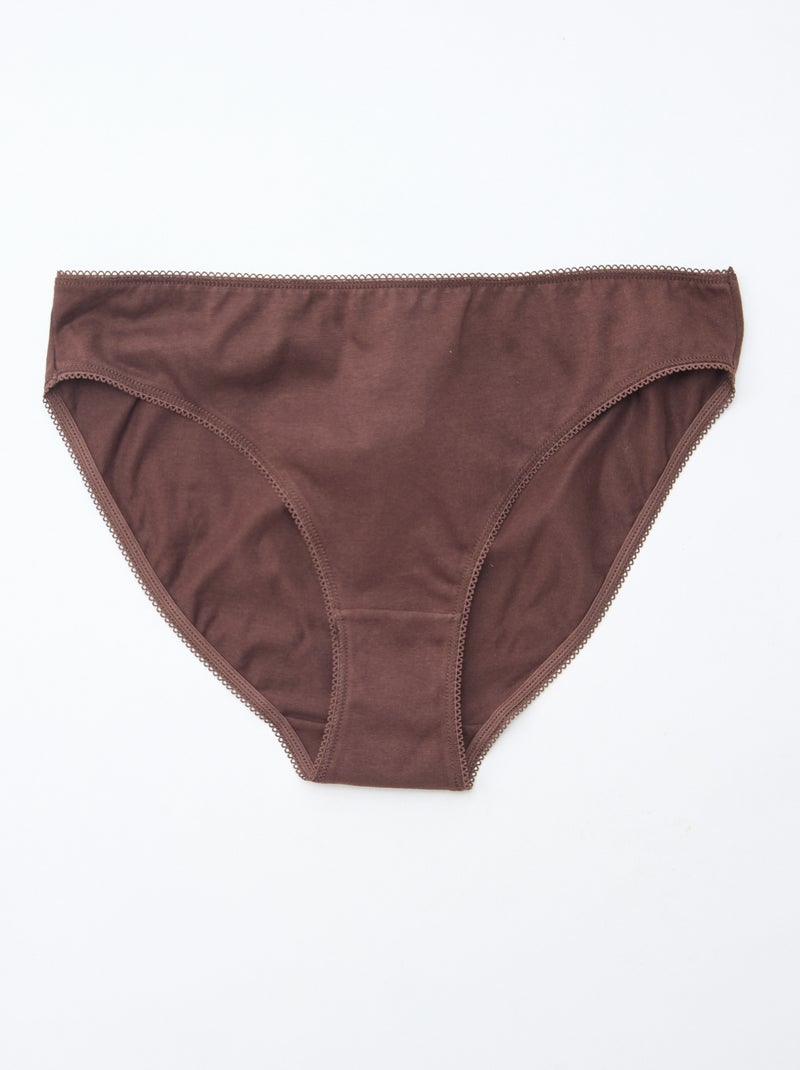 Confezione da 5 slip in cotone tinta unita Marrone - Kiabi